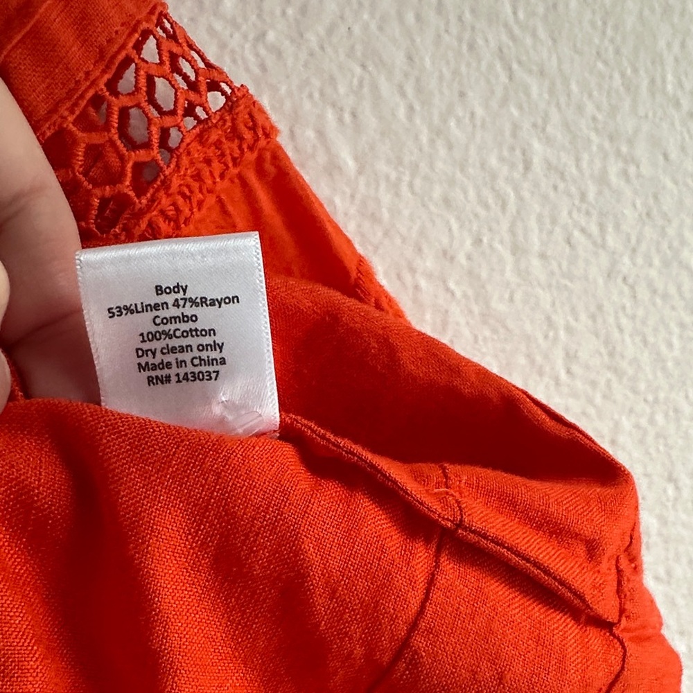 HUNTER BELL Orange Eyelet Lace Peasant Blouse - Picture 7 of 10